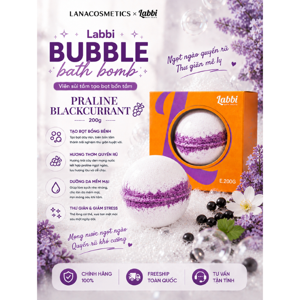 Viên tạo sủi bọt Labbi Bath Treats Bubble Bath Bomb - 200g