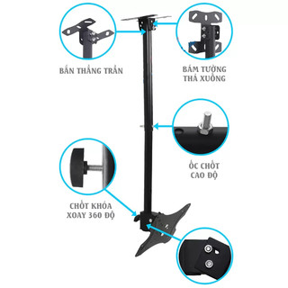 Giá Treo Tivi Thả Trần E555 (32 - 70 Inch) - Khung Treo Tivi Ngược Trần Điều Chỉnh Độ Cao Cao Cấp