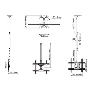 Giá Treo Tivi Thả Trần E555 (32 - 70 Inch) - Khung Treo Tivi Ngược Trần Điều Chỉnh Độ Cao Cao Cấp