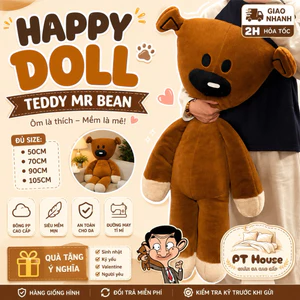 Gấu Bông Teddy Mr Bean Cao Cấp Siêu Đáng Yêu, Gấu Nhồi Bông Size 50 - 105cm Quà Tặng Hot Trend PT House