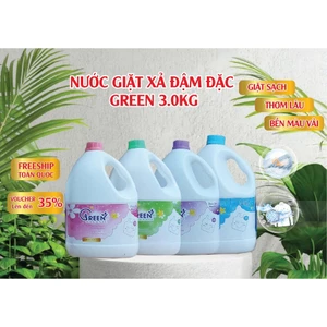 Nước giặt cao cấp Thailan Green 3000ml organic, đậm đặc, lưu hương 100h,dịu nhẹ, không kích ứng, an toàn cho em bé