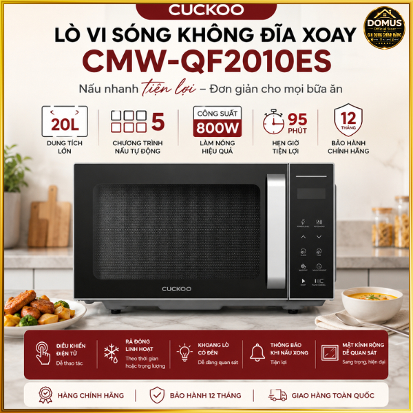 Lò Vi Sóng Không Đĩa Xoay Cuckoo CMW-QF2010ES 20L 800W Bảo Hành 12 Tháng