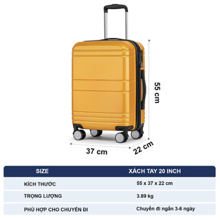 Vali Size 20 Weplus Nhựa PC Kết Hợp ABS Siêu Bền Chịu Lực Chống Va Đập Đi Lại Ngắn Ngày WPL115-20