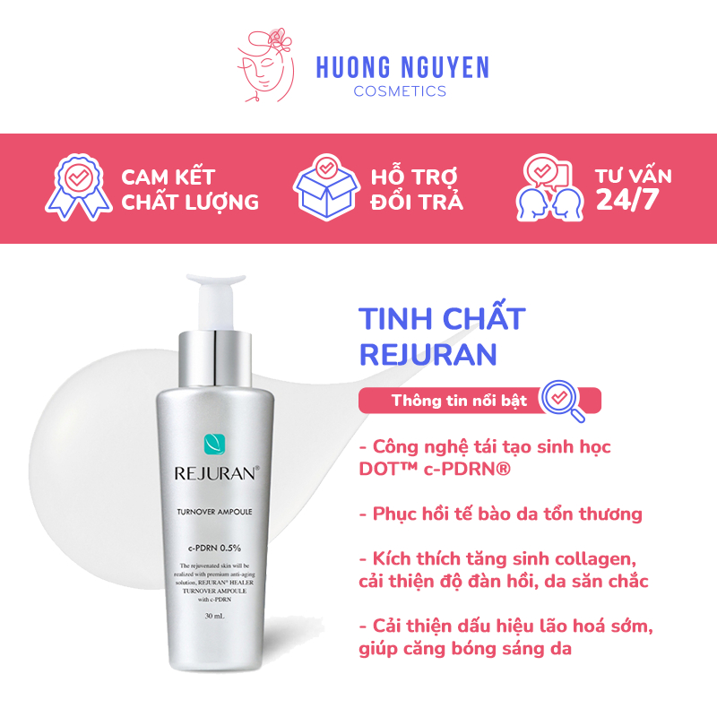 [Nhập Khẩu] Serum Trẻ Hoá & Căng Bóng Da Rejuran Turnover Ampoule c-PDRN 0.5% 30ml Giảm Thâm Đỏ & Sáng Da