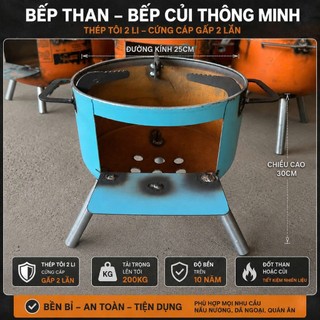 Bếp củi thông minh (Nấu nướng, dã ngoại, quán ăn) bằng vỏ bình gas thép tôi 2 li cứng cáp