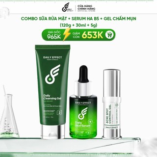 [Combo Sữa Rửa Mặt + Serum HA B5 + Gel Chấm Mụn] - DAILY EFFECT  (120g + 30g + 5g) hỗ trợ Làm sạch, Chăm sóc da