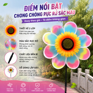 Chong Chóng Hoa Hướng Dương 2 Lớp Trang Trí Sân Vườn Xoay Theo Gió Nhiều Màu Sắc