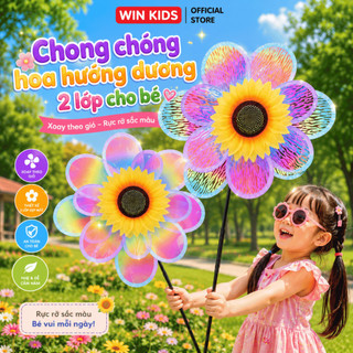 Chong Chóng Hoa Hướng Dương 2 Lớp Trang Trí Sân Vườn Xoay Theo Gió Nhiều Màu Sắc