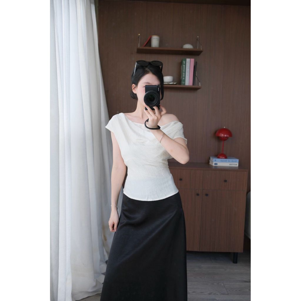 Olivia Top (TSW) Áo voan tơ mặc nhiều kiểu kéo khóa cạnh Nữ the.sweaterweather