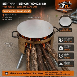 Bếp củi thông minh tiết kiệm củi - từ vỏ bình gas thép tôi 2 li cứng cáp