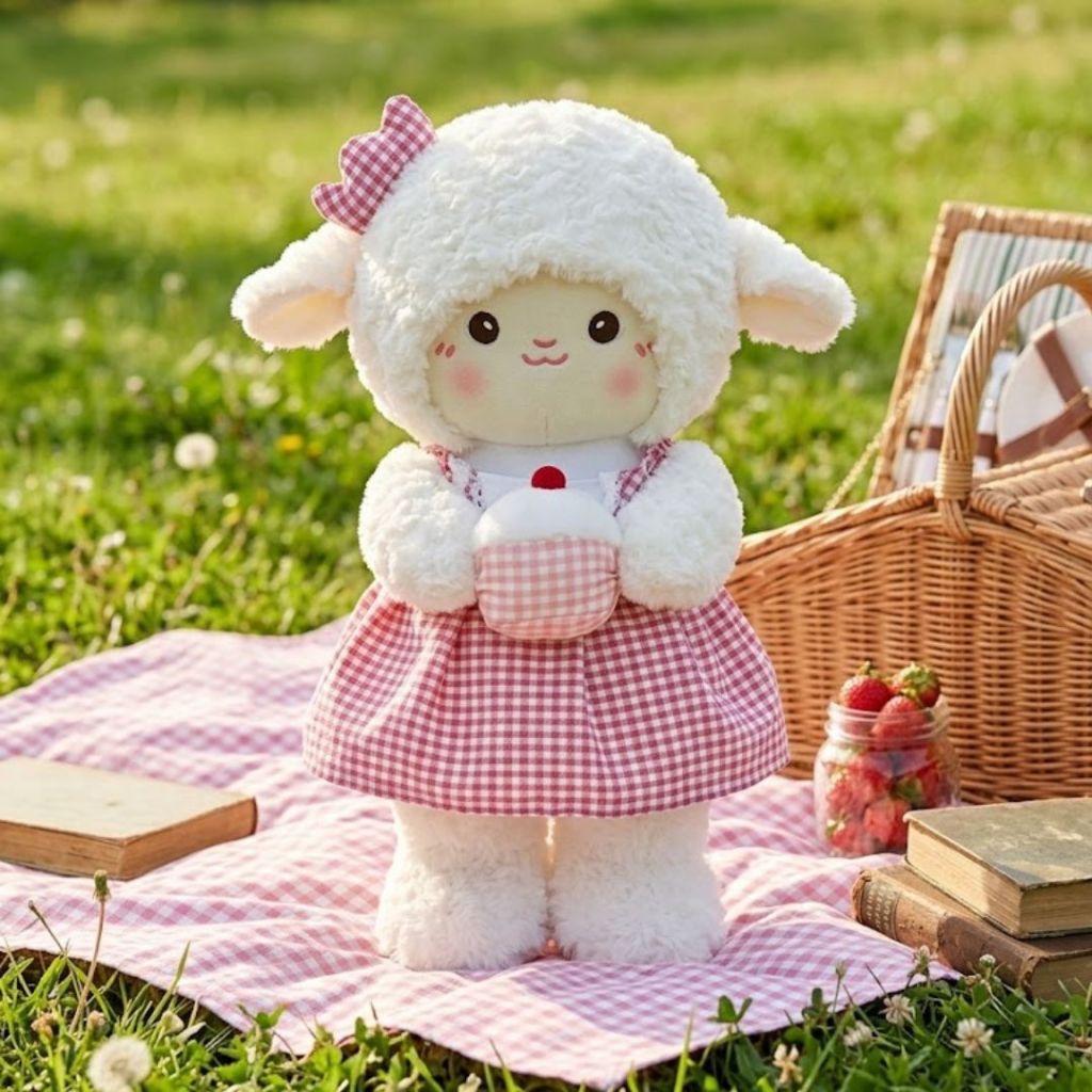 Gấu Bông Cừu Mặc Váy Ôm Bánh Kem Sinh Nhật, Thú Nhồi Bông Cừu Lông Xù Cao Cấp Làm Quà Tặng Sinh Nhật Cho Bé,Bạn Gái