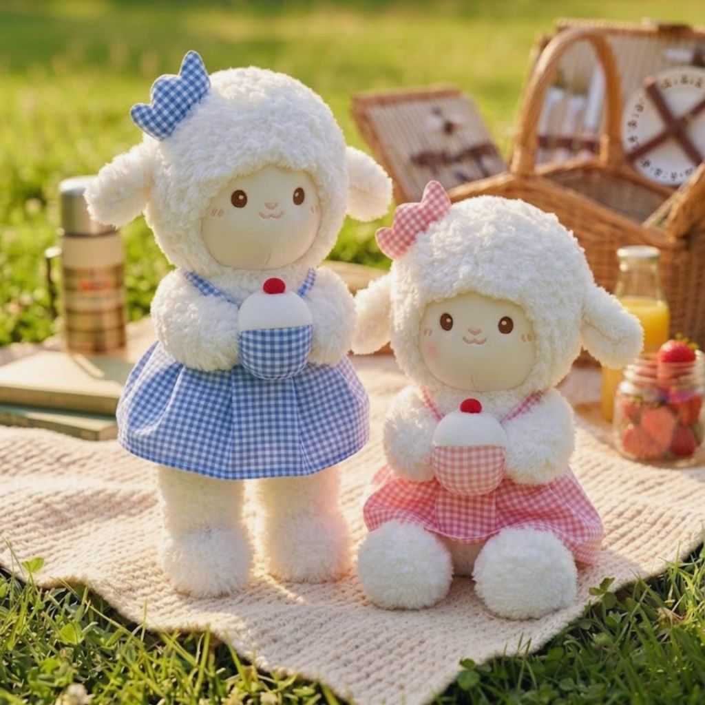 Gấu Bông Cừu Sinh Nhật Ôm Bánh Kem Dễ Thương, Cừu Bông Lông Xù Mặc Váy Cao Cấp Quà Tặng Sinh Nhật Cho Bé, Bạn Gái