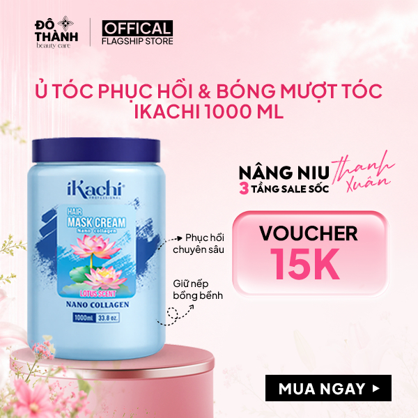 Kem ủ tóc Nano Collagen IKACHI kem hấp dầu phục hồi hư tổn cho tóc siêu mềm mượt, chắc khoẻ 1000ml