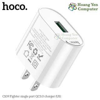 Cốc Sạc Nhanh HOCO C109 QC3.0 18W 1 Cổng USB - An Toàn Chính Hãng - BH 6 THáng - Hoangyencomputer