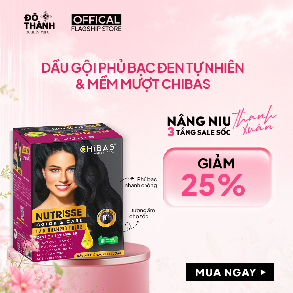 Dầu gội phủ bạc CHIBAS Nutrisse từ Olive oil và Vitamin B5 cho tóc chuẩn màu mềm mượt hộp 10 gói