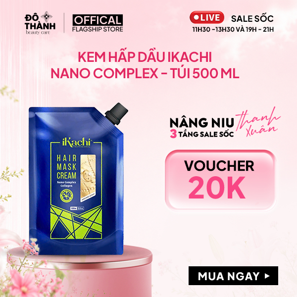 Kem hấp dầu Nano Complex IKACHI kem ủ tóc dưỡng tóc bóng mượt phục hồi hư tổn dạng túi 500ml