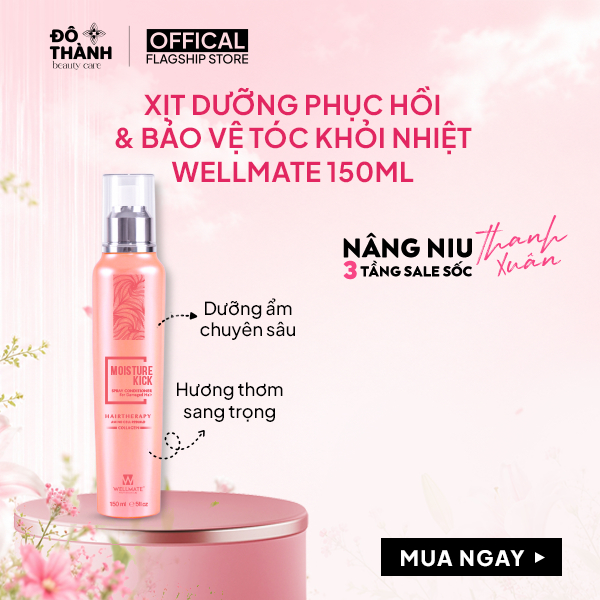 Xịt dưỡng tóc Vitamin Wellmate phục hồi độ bóng mượt bảo vệ tóc khỏi nhiệt hương thơm dễ chịu 150ml