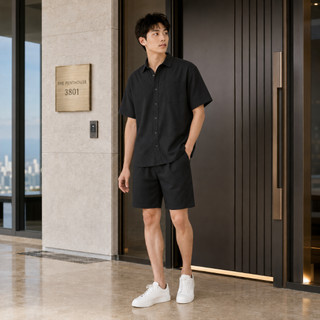 Bộ Đồ Nam Đũi Nilen BHN101  Áo Sơ Mi Cộc Tay  Quần Short Vải Thoáng Khí Form Rộng Phong Cách Năng Động Trẻ Trung