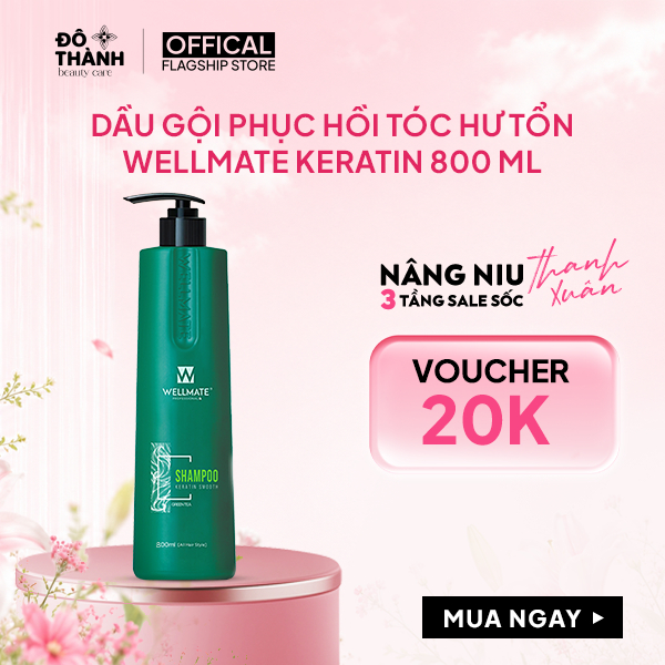 Dầu gội đầu Keratin mượt tóc Wellmate phục hồi hư tổn giảm gãy rụng tóc dành cho tóc nhuộm 800ml