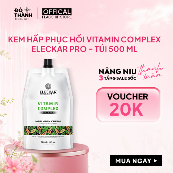 Kem ủ hấp keratin phục hồi tóc Vitamin Complex Eleckar Pro tăng cường độ đàn hồi cho tóc túi 500ml