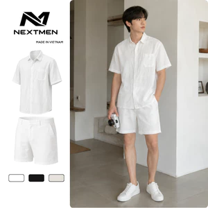 Bộ Quần Áo Nam Đũi Nilen BHN101 Áo Sơ Mi Ngắn Tay Kèm Quần Short Vải Thoáng Khí Dễ Mặc Trẻ Trung