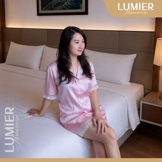 Bộ lụa cộc tay bèo cao cấp mềm mịn mặc nhà thoải mái , bộ pyjama dễ thương cộc tay mặc hè đi chơi M04