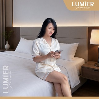 Bộ lụa cộc tay bèo cao cấp mềm mịn mặc nhà thoải mái , bộ pyjama dễ thương cộc tay mặc hè đi chơi M04