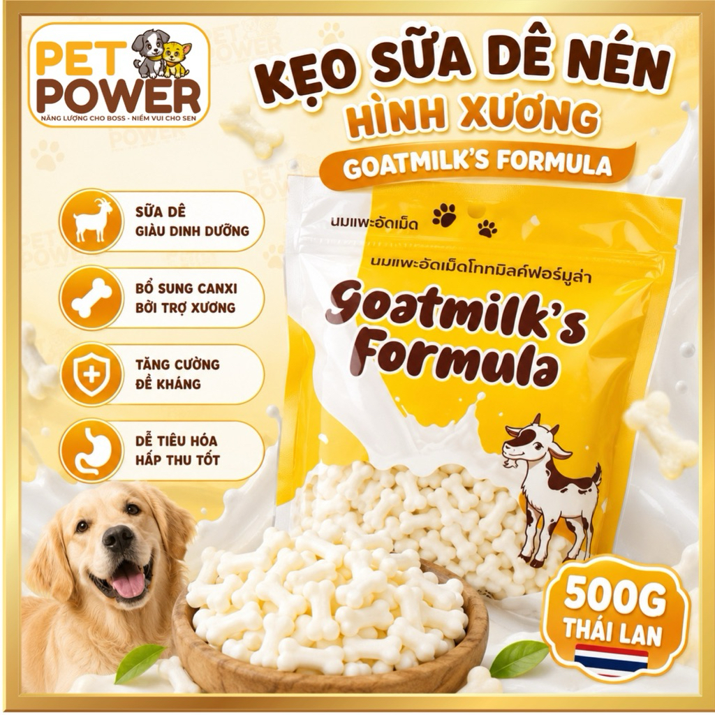 [Chính Hãng Thái Lan] - Kẹo Sữa Dê nén hình xương GoatMilk’s Fomula - 500g