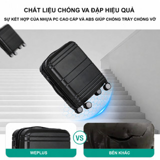 Vali Size 20 Hàng Nội Địa Trung Weplus Nhựa PC Chịu Lực Kết Hợp ABS Trơn Mịn WPL115-20