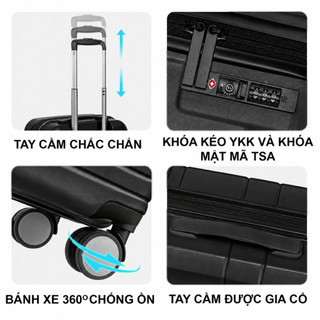 Vali Size 20 Hàng Nội Địa Trung Weplus Nhựa PC Chịu Lực Kết Hợp ABS Trơn Mịn WPL115-20