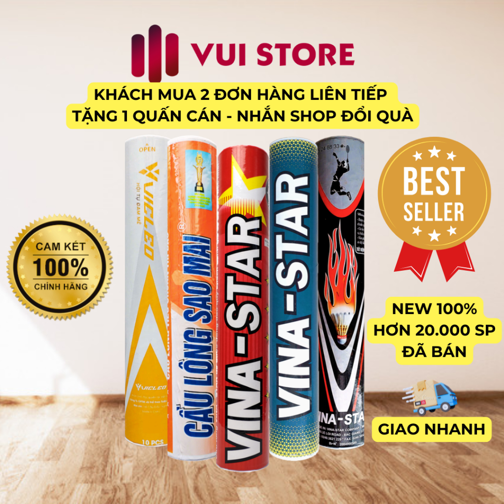 (Bán nhiều nhất) Hộp cầu lông VINA STAR tập luyện – Cho người mới chơi – Bền – Chính Hãng Vina Star