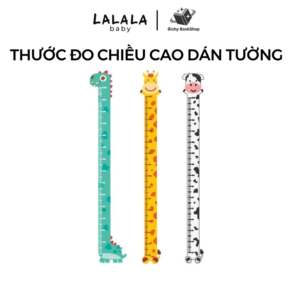Thước Đo Chiều Cao dán tường cho bé Lalala baby hình con vật đáng yêu - Richy Bookshop