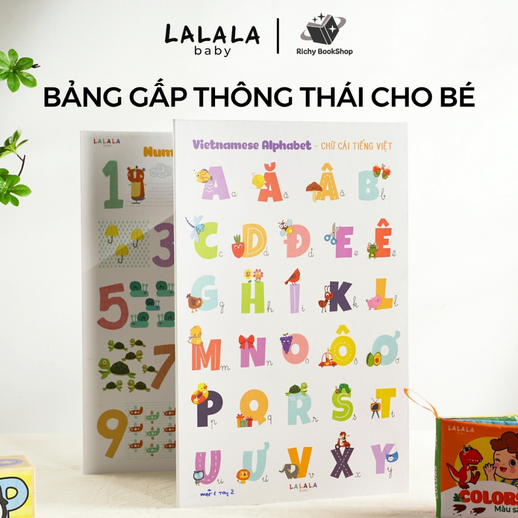 Bảng giáo dục chữ cái cho bé Tiếng Anh Bảng gấp thông thái Lalala baby đồ chơi nhiều chủ đề thú vị