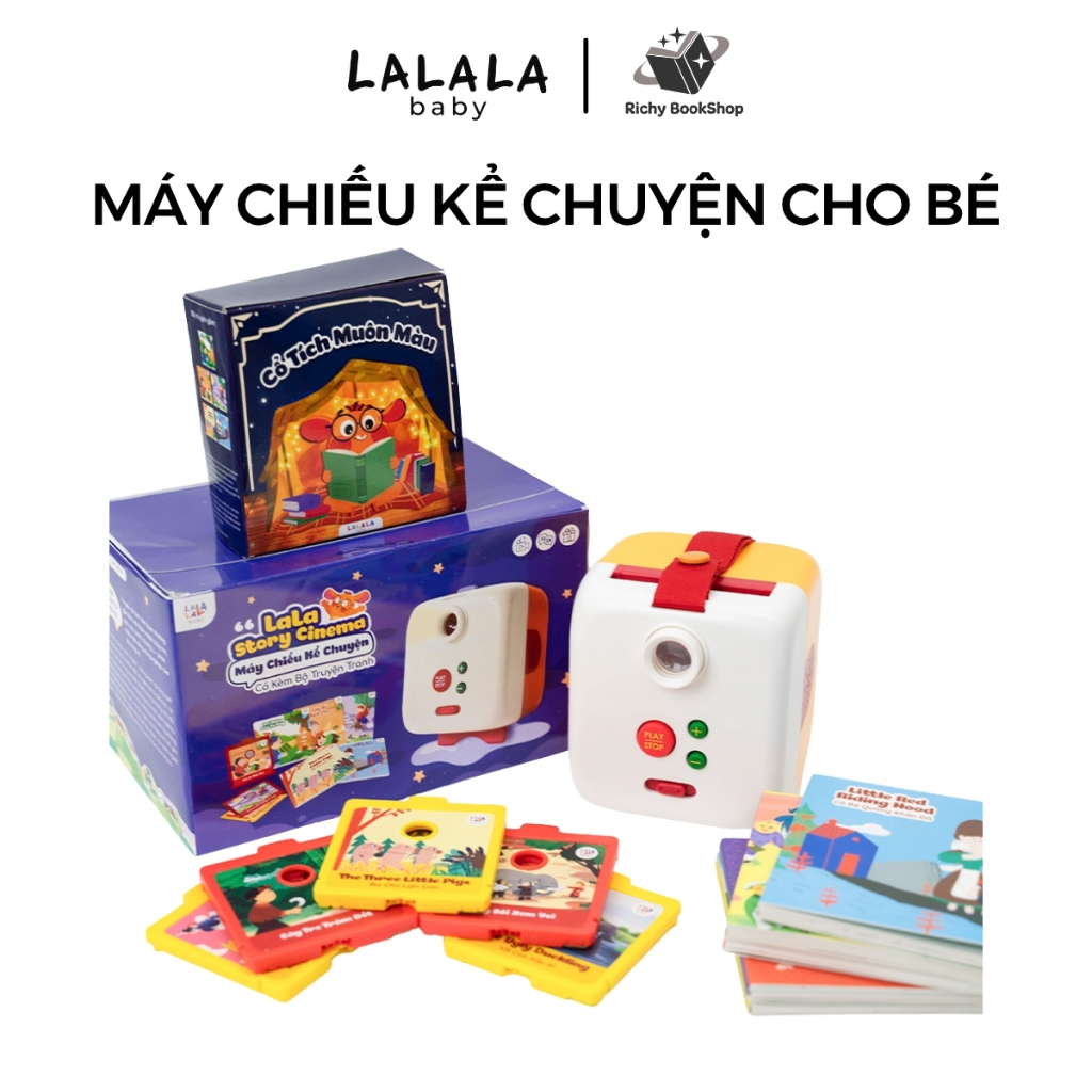 Máy Chiếu Kể Chuyện Cho Bé Lala Story Cinema - Đồ Chơi Âm Thanh Máy Chiếu Mini Kể Chuyện Song Ngữ Kèm Thẻ Sách Truyện