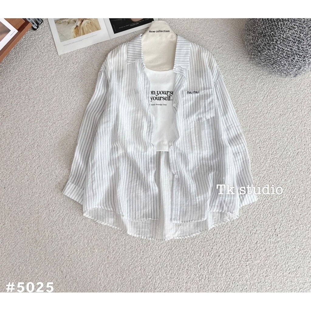 [𝑯𝒂 𝑨𝒏𝒉] Set Áo Sơ Mi Tang Chữ Miu Miu QCL1: #5025