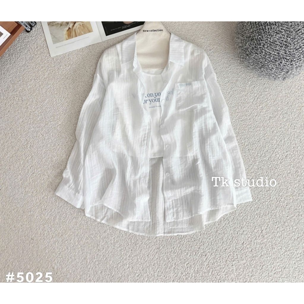 [𝑯𝒂 𝑨𝒏𝒉] Set Áo Sơ Mi Tang Chữ Miu Miu QCL1: #5025