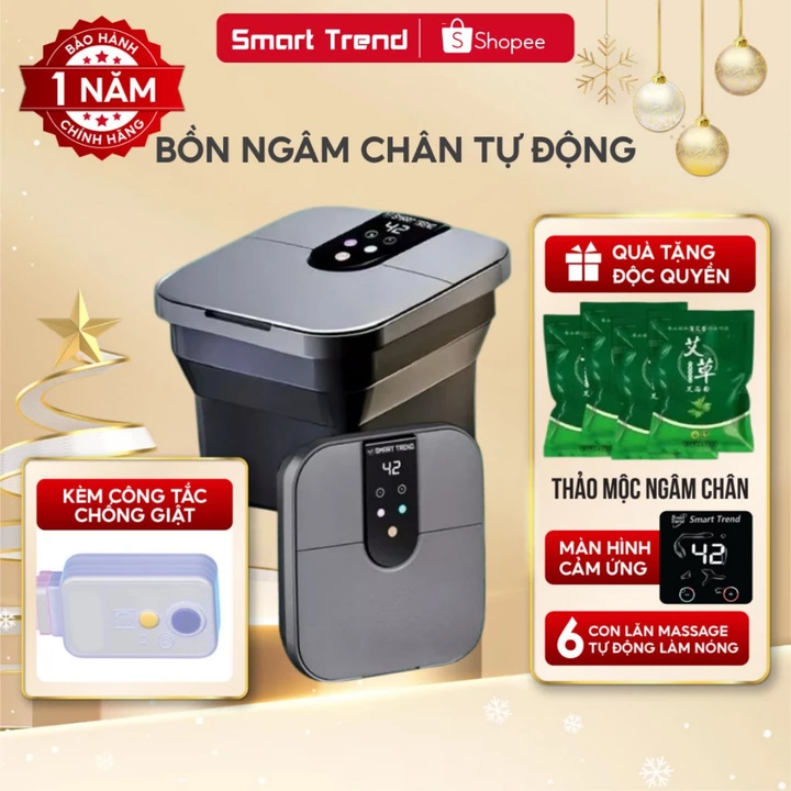Bồn ngâm chân, Chậu ngâm chân massage chân gấp gọn cao cấp, tự động làm nóng, chống giật chính hãng SMART TREND