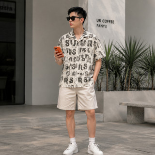 Áo Sơ Mi Nam Tay Ngắn Họa Tiết Phong Cách Trẻ Trung Thoáng Mát Dễ Phối Đồ SM76
