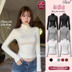 Áo Cổ Lọ Tay Dài Dáng Dài Chiết Eo Ôm Body Borip Áo Thun Giữ Nhiệt Tay Dài Cổ Cao Mềm Mịn TD03 RUSY
