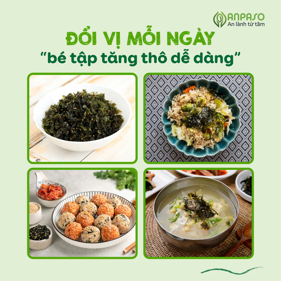 Rong biển rắc cơm Anpaso 50g - Rong biển vụn ăn liền, trộn cơm cho bé vị Oliu và Hạnh nhân óc chó