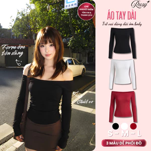 Áo Thun Tay Dài Trễ Vai Borip Dáng Dài Ôm Body, Áo Thun Nữ Tay Dài Kiểu Sexy Chất Borip TD05 RUSY