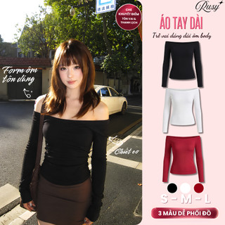 Áo Thun Tay Dài Trễ Vai Borip Dáng Dài Ôm Body, Áo Thun Nữ Tay Dài Kiểu Sexy Chất Borip TD05 RUSY