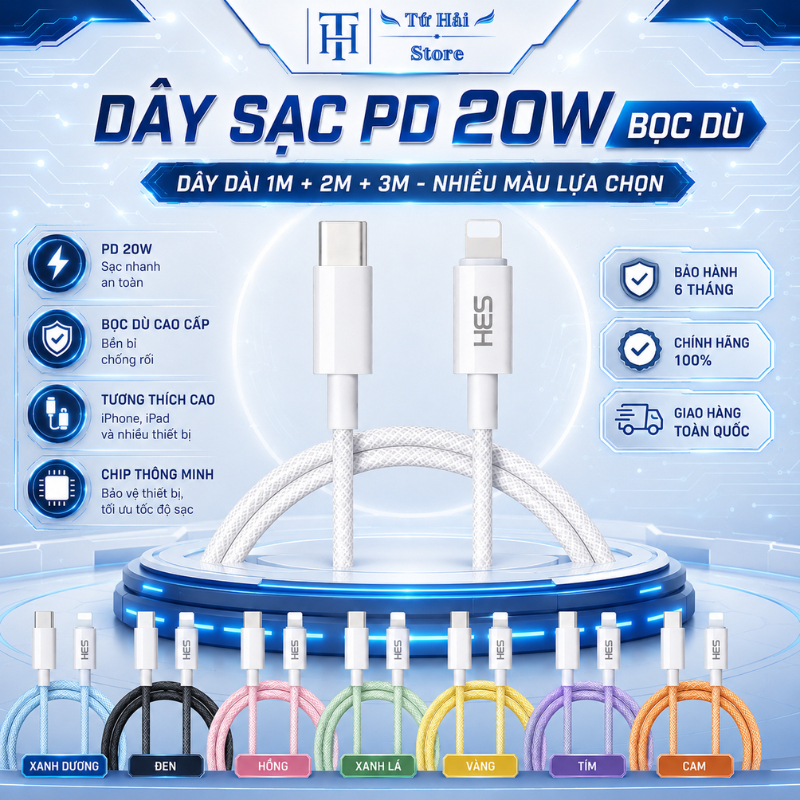 (Dài 1M 2M 3M) Dây X27 Cáp Sạc Nhanh PD 20W Bọc Dù TC to Lighting Dành Cho Các Dòng Máy 7-14ProMax