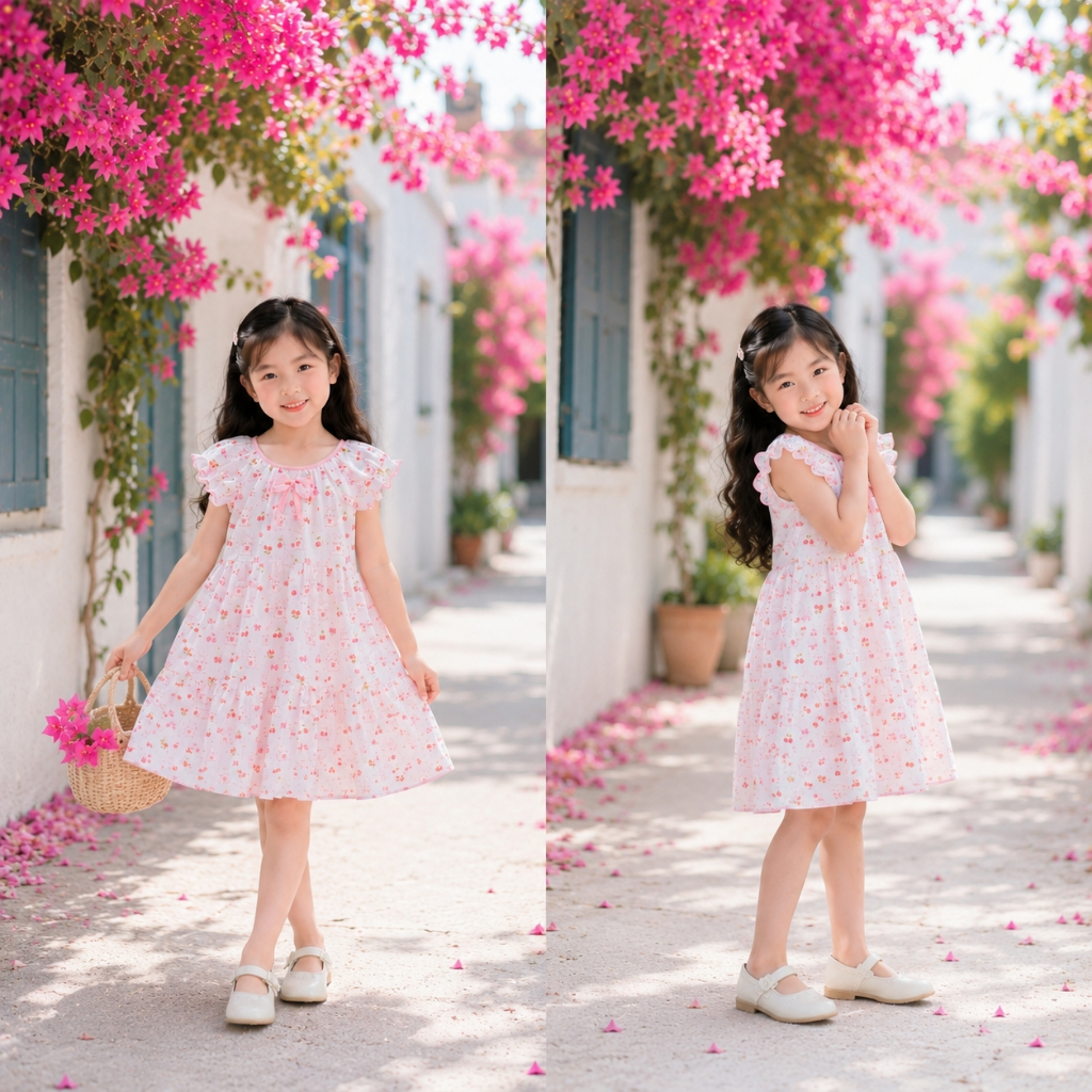 Váy 3 Tầng Cho Bé - SONBEE Chất Liệu xô muslin Cổ Tròn Tay Bo Chun Xòe Nhẹ Dáng Công Chúa Dễ Thương