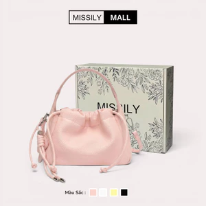 Túi xách nữ basic MISSILY, túi đeo chéo đeo vai giỏ xách nữ đựng đồ miệng dây rút (ms209)