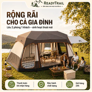 Lều Cắm Trại Gia Đình 2 Phòng 1 Sinh Hoạt, Không Gian Rộng, Riêng Tư Cho Chuyến Đi Qua Đêm