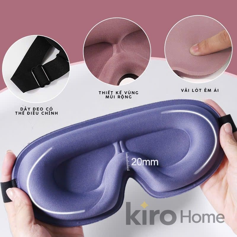 Mặt Nạ Ngủ 3D Cao Cấp, Bịt Mắt Ngủ Thiết Kế Nổi Chống Áp Lực, Chắn Sáng Tuyệt Đối Có Quai Đeo Điều Chỉnh