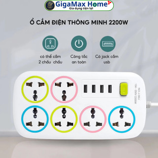 Ổ Cắm Điện Thông Minh B16U 6 lỗ cắm điện + 4 lỗ USB – Chống Giật, Chống Nước, Nhựa PP Chịu Nhiệt Cao Cấp | GigaMax Home