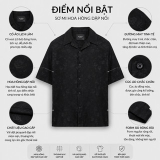 Áo Sơ Mi Nam Họa Tiết Hoa Hồng Tay Ngắn Thoáng Khí Form Chuẩn Dễ Mặc SM55