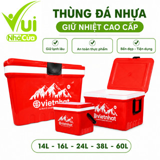 Thùng Đựng Đá Giữ Nhiệt Có Quai Xách Việt Nhật GD231 - Phích Đá Vuông Giữ Nhiệt Có Van Xả Nước